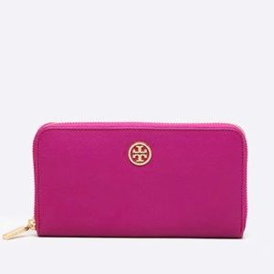 Tory Burch Robinson Zip Continental Wallet, Pink